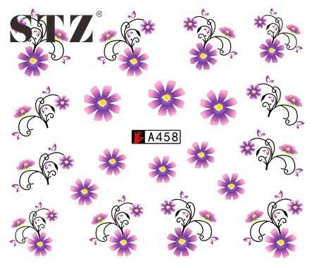 WATER TRANSFER NAIL ART DECAL - FLOWER/TWIRLS & SWIRLS