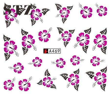 WATER TRANSFER NAIL ART DECAL - PURPLE FLOWERS