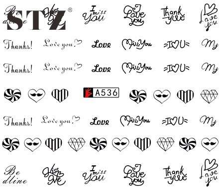 WATER TRANSFER NAIL ART DECAL - WORDS