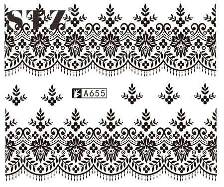 WATER TRANSFER NAIL ART DECAL - FLOWER/TWIRLS & SWIRLS