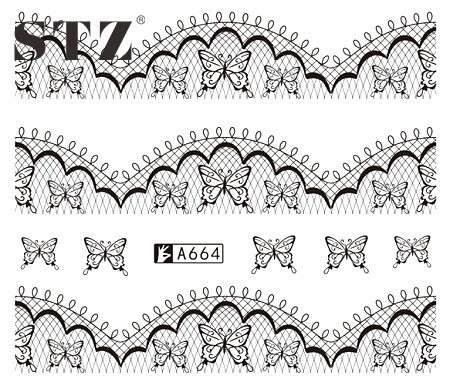 WATER TRANSFER NAIL ART DECAL - BUTTERFLY/TWIRLS & SWIRLS