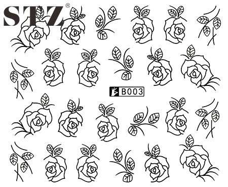 2 X WATER TRANSFER NAIL ART DECALS  - BLACK & WHITE SET