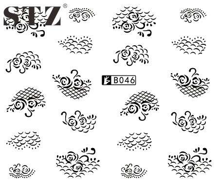2 X WATER TRANSFER NAIL ART DECALS  - BLACK & WHITE SET