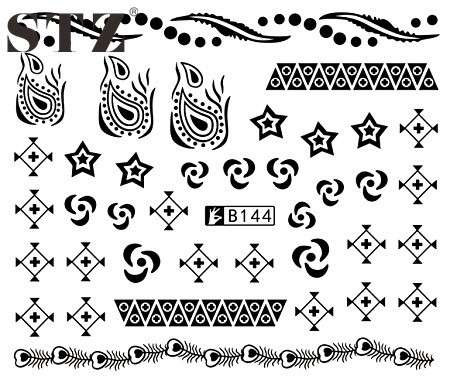 2 X WATER TRANSFER NAIL ART DECALS  - BLACK & WHITE SET