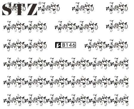 2 X WATER TRANSFER NAIL ART DECALS  - BLACK & WHITE SET