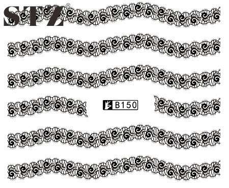 2 X WATER TRANSFER NAIL ART DECALS  - BLACK & WHITE SET