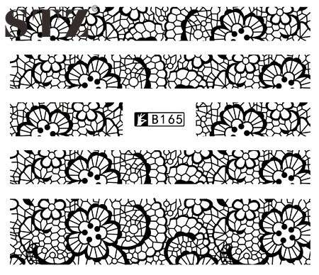 2 X WATER TRANSFER NAIL ART DECALS  - BLACK & WHITE SET