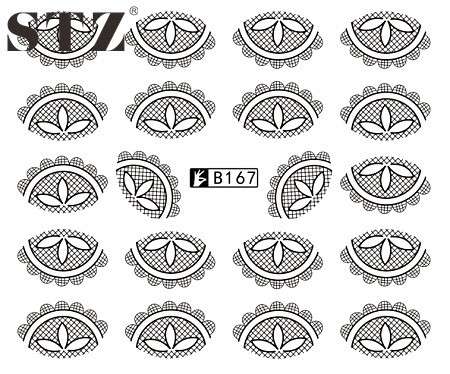 2 X WATER TRANSFER NAIL ART DECALS  - BLACK & WHITE SET