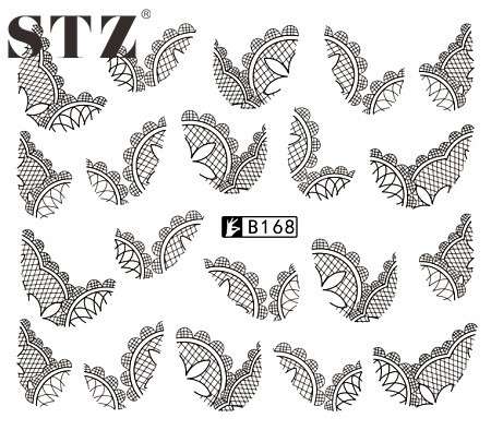 2 X WATER TRANSFER NAIL ART DECALS  - BLACK & WHITE SET