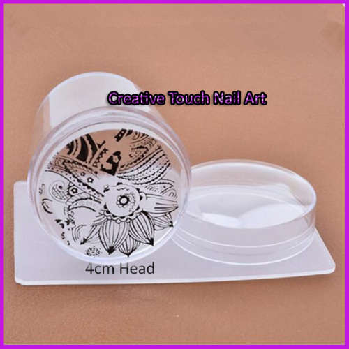 NAIL ART LARGE STAMPER AND SCRAPER WITH CAP (CLEAR) 4 cm HEAD