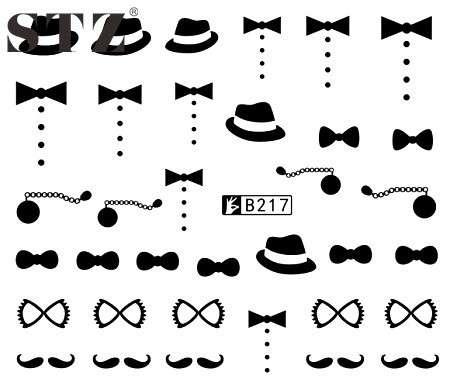 2 X WATER TRANSFER NAIL ART DECALS  - BLACK & WHITE SET