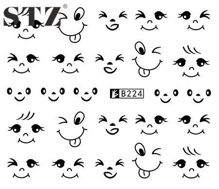 2 X WATER TRANSFER NAIL ART DECALS  - BLACK & WHITE SET