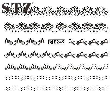 2 X WATER TRANSFER NAIL ART DECALS  - BLACK & WHITE SET