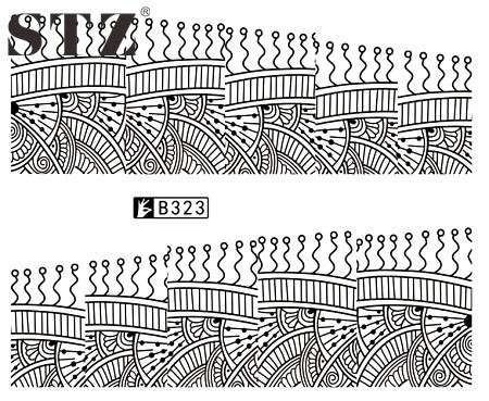 2 X WATER TRANSFER NAIL ART DECALS  - BLACK & WHITE SET