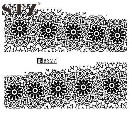 2 X WATER TRANSFER NAIL ART DECALS  - BLACK & WHITE SET