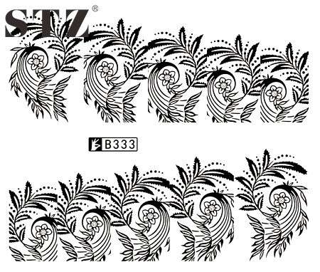 2 X WATER TRANSFER NAIL ART DECALS  - BLACK & WHITE SET