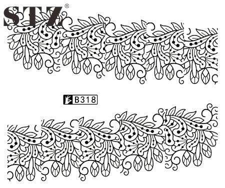 2 X WATER TRANSFER NAIL ART DECALS  - BLACK & WHITE SET