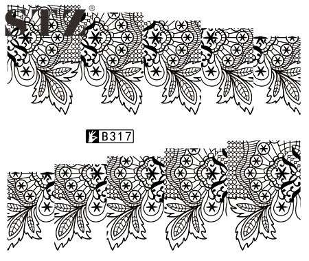 2 X WATER TRANSFER NAIL ART DECALS  - BLACK & WHITE SET