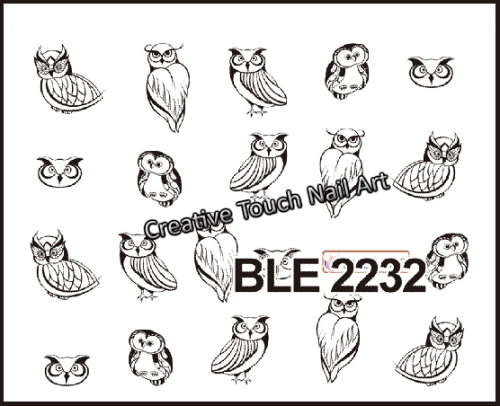 WATER TRANSFER NAIL ART DECAL - OWLS