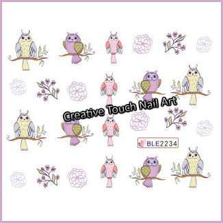 WATER TRANSFER NAIL ART DECAL - OWLS
