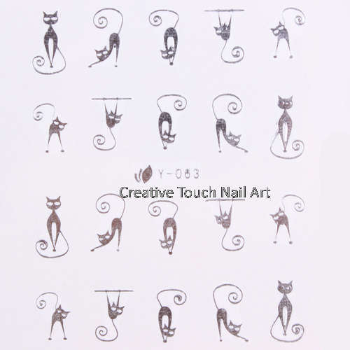 WATER TRANSFER NAIL ART DECAL - SILVER CAT