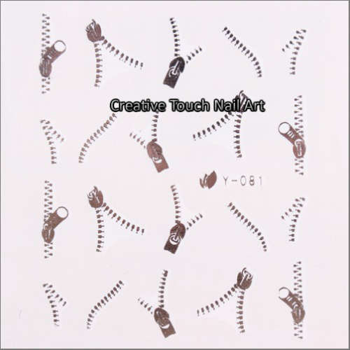 WATER TRANSFER NAIL ART DECAL - SILVER ZIP