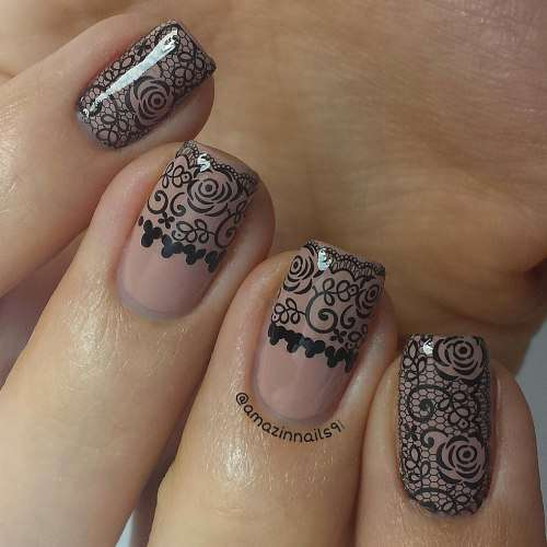 LARGE FULL COVER NAIL ART WATER DECAL - LACE STYLE (7 x 6.5 CM )