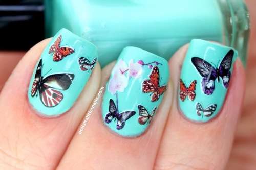 WATER TRANSFER NAIL ART DECAL - FLOWER/BUTTERFLY
