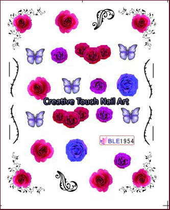 WATER TRANSFER NAIL ART DECAL - FLOWER/BUTTERFLY