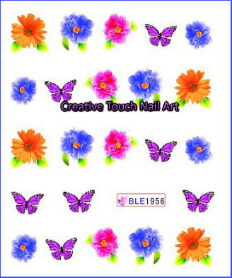 WATER TRANSFER NAIL ART DECAL - FLOWER/BUTTERFLY