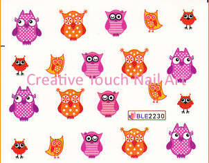 WATER TRANSFER NAIL ART DECAL - OWLS