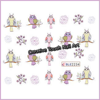 WATER TRANSFER NAIL ART DECAL - OWLS