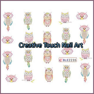 WATER TRANSFER NAIL ART DECAL - OWLS