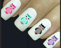 WATER TRANSFER NAIL ART DECAL - OWLS