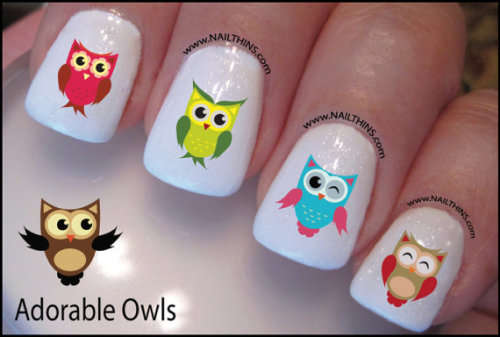 WATER TRANSFER NAIL ART DECAL - OWLS