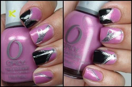 WATER TRANSFER NAIL ART DECAL - SILVER ZIP