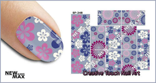 MAX SLIDERS - NAIL ART WATER SLIDER - PURPLE FLOWERS