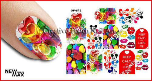 MAX SLIDERS - NAIL ART WATER SLIDER - HEARTS & MICKEY