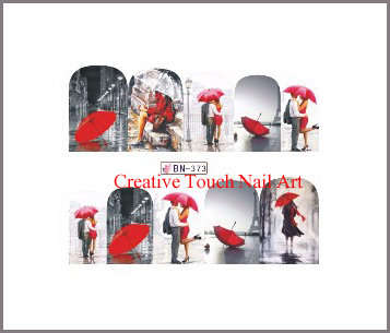 WATER TRANSFER NAIL ART DECAL - RED & GRAY