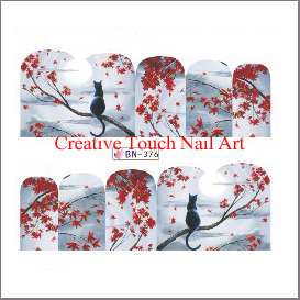 WATER TRANSFER NAIL ART DECAL - RED & GRAY
