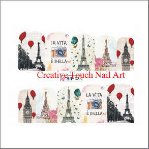 WATER TRANSFER NAIL ART DECAL - TOWERS