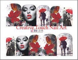 WATER TRANSFER NAIL ART DECAL - RED & GRAY