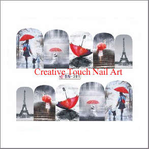 WATER TRANSFER NAIL ART DECAL - RED & GRAY