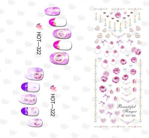 NAIL ART - WATER TRANSFER - ROSES & JEWELS