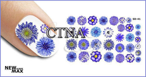MAX SLIDERS - NAIL ART WATER SLIDER - BLUE FLOWERS