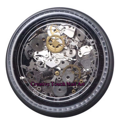RETRO STEAM PUNK NAIL ART REAL GEARS