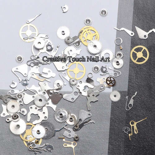 RETRO STEAM PUNK NAIL ART REAL GEARS