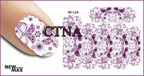 MAX SLIDERS - NAIL ART WATER SLIDER - PURPLE BUTTERFLY