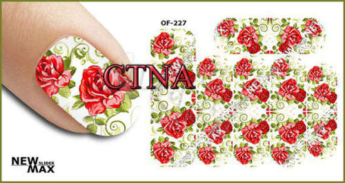 MAX SLIDERS - NAIL ART WATER SLIDER - RED ROSES