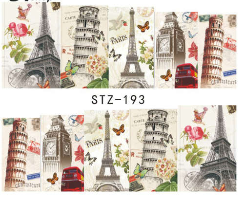 NAIL ART - WATER TRANSFER - TOWER